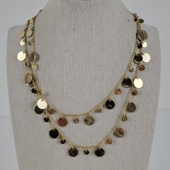 Lia Sophia Gold Tone Dangle Circle Charm Necklace 37" Opera Length Flapper - Picture 1 of 8